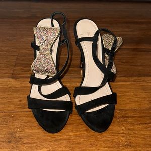 Black Strappy Sandals w/ Bow